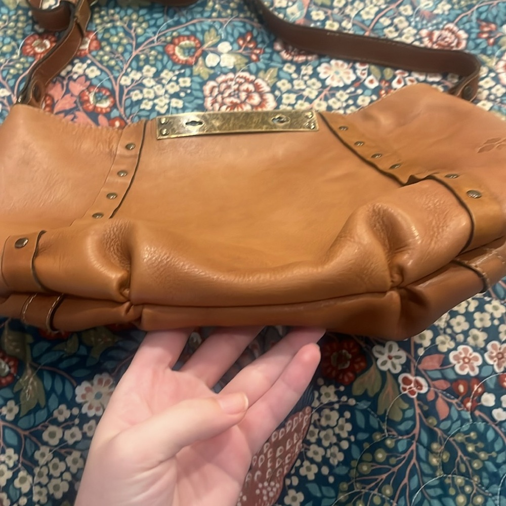 Patricia Nash Tan Leather Hobo with Stud Accents - Picture 6 of 16
